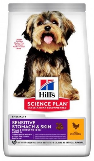HILLS SP Hill's Science Plan SENSITIVE SKIN&STOMACH ADULT SMALL&MINI ar vistu 1.5kg